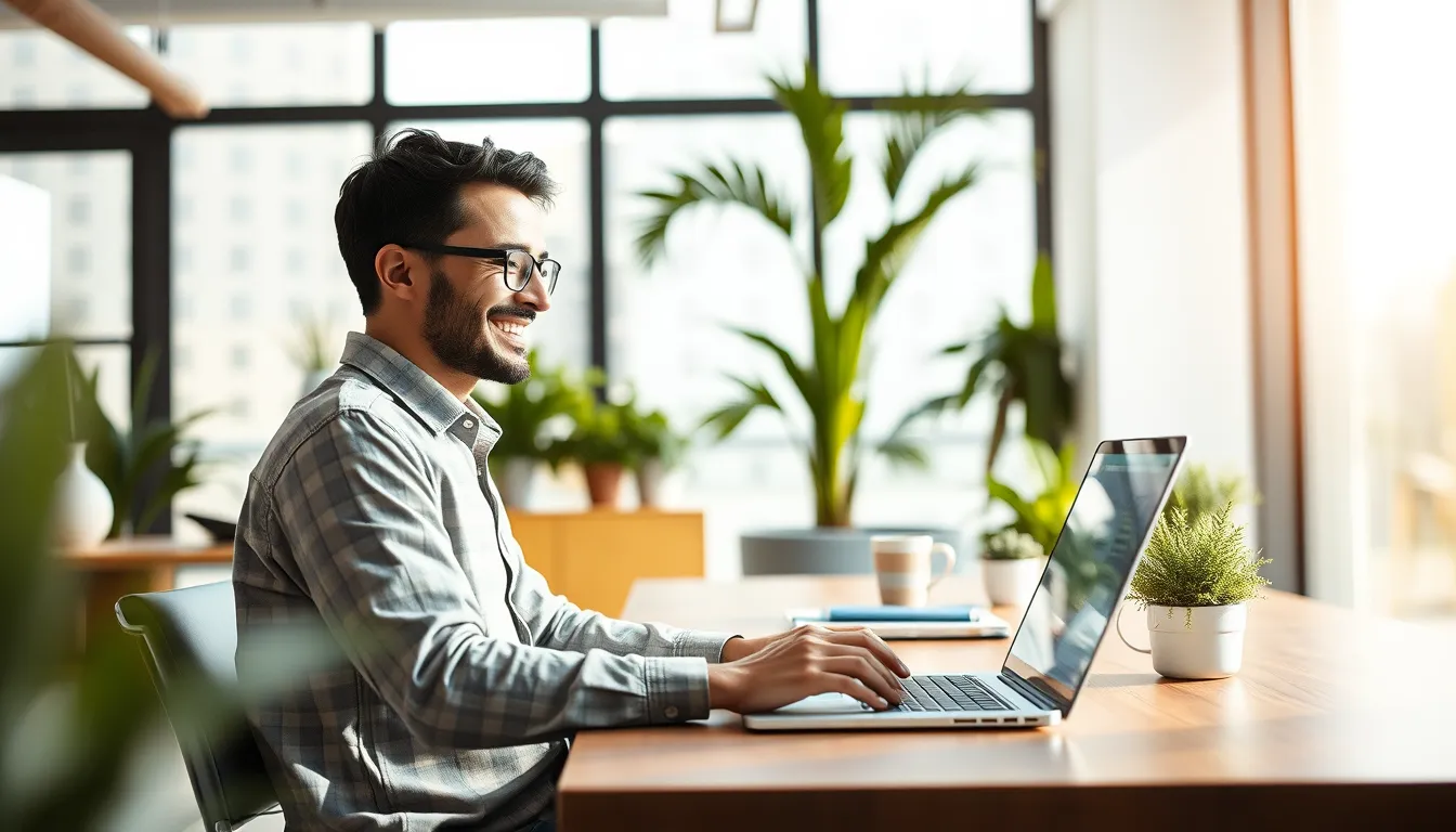 Dueño de un negocio trabajando en su computador